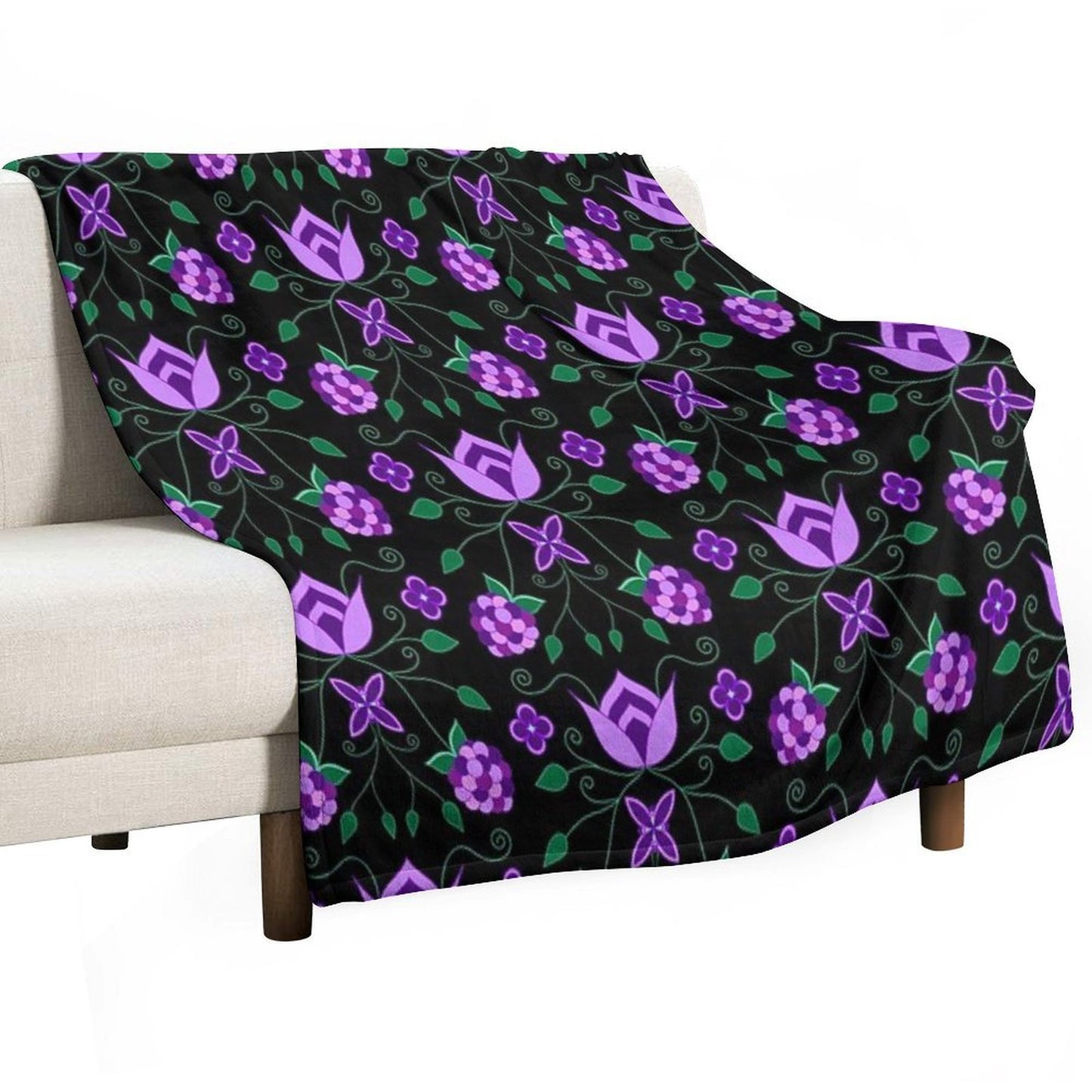 Purple Floral All-season Throw Blanket