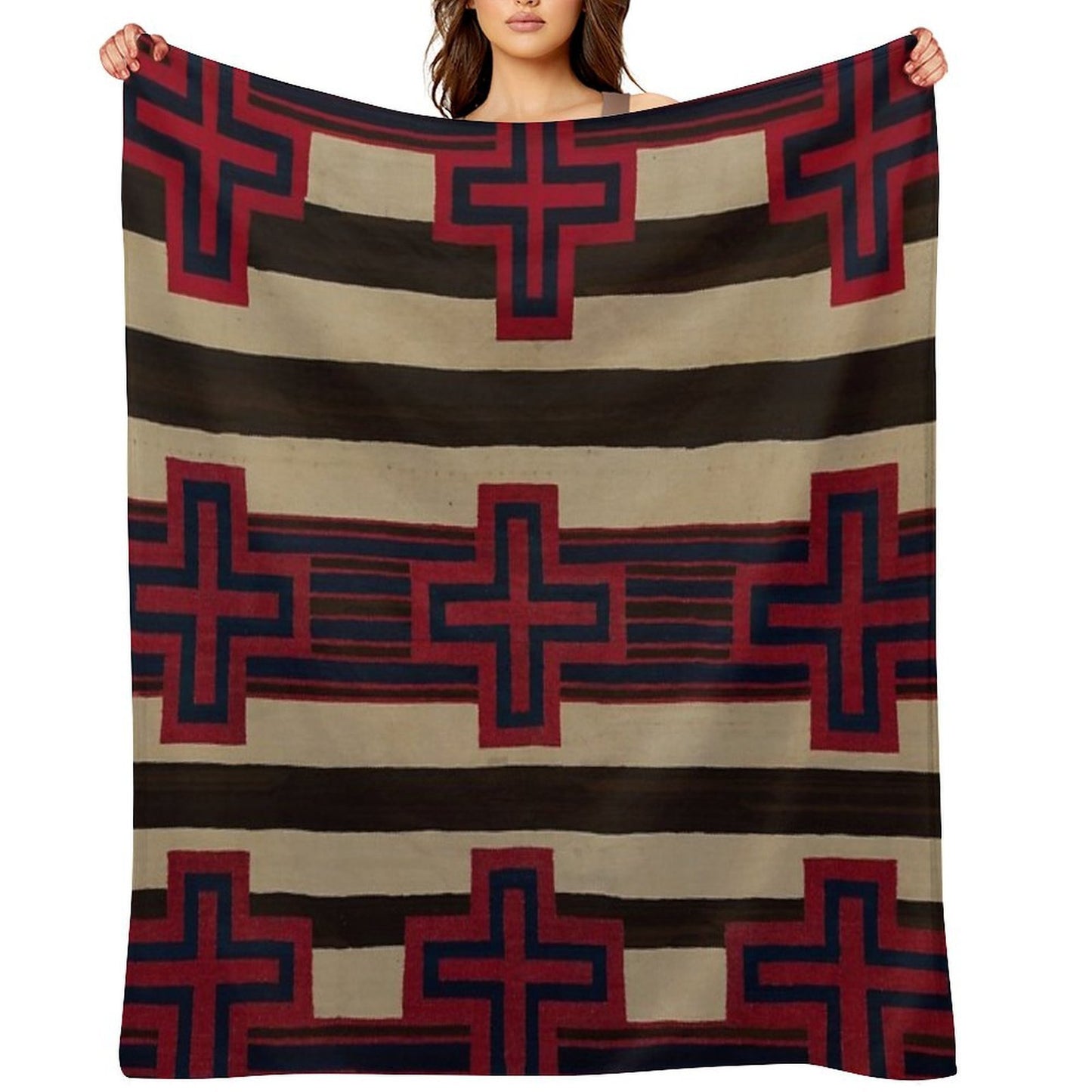 Indigenous Designs VI Chief's Blanket Navajo Weavings Travel-friendly Throw Blanket