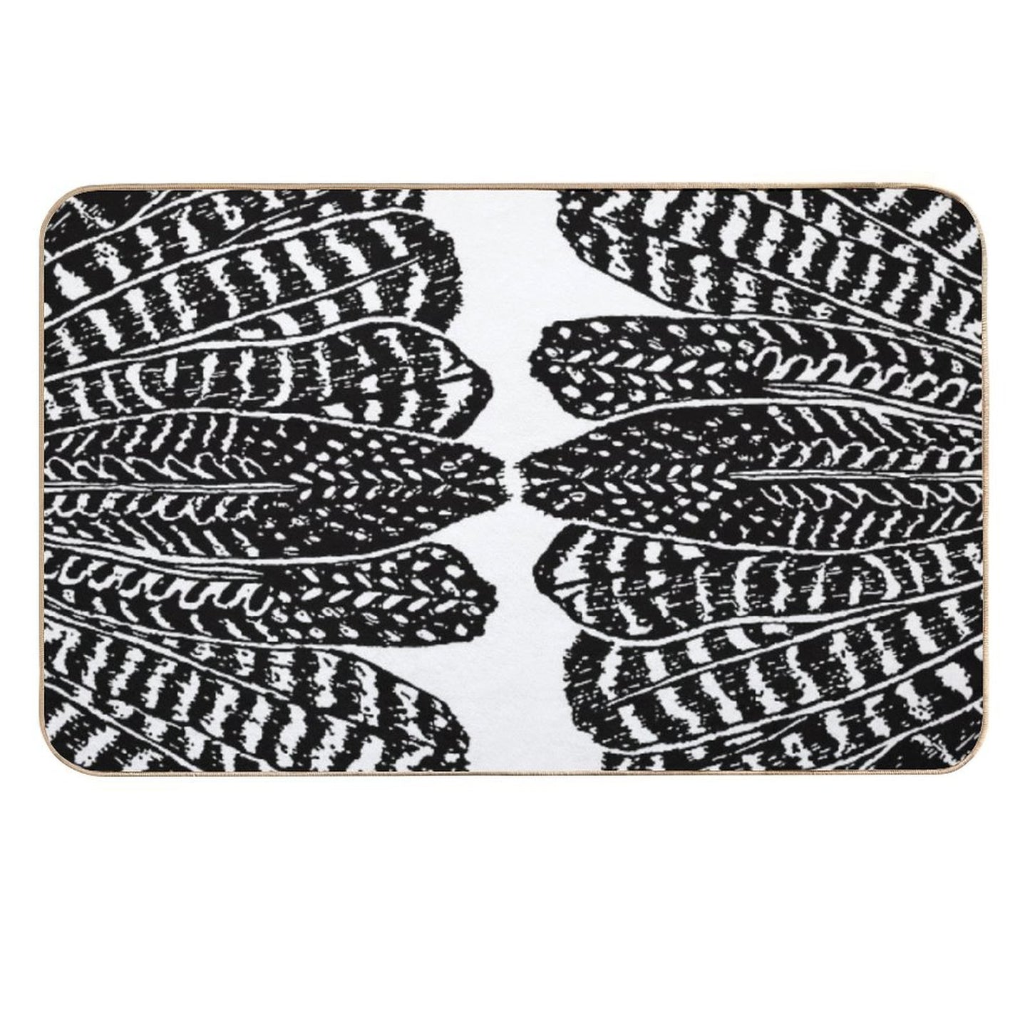 Tribal Feathers Black High-Traffic Bath Mat