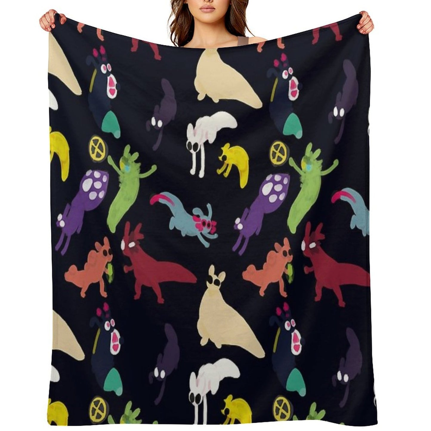 Slugcats Pattern Sustainable Throw Blanket