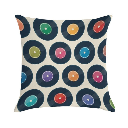 Vinyl Record Collection Soft Shrink-Resistant Throw Pillow