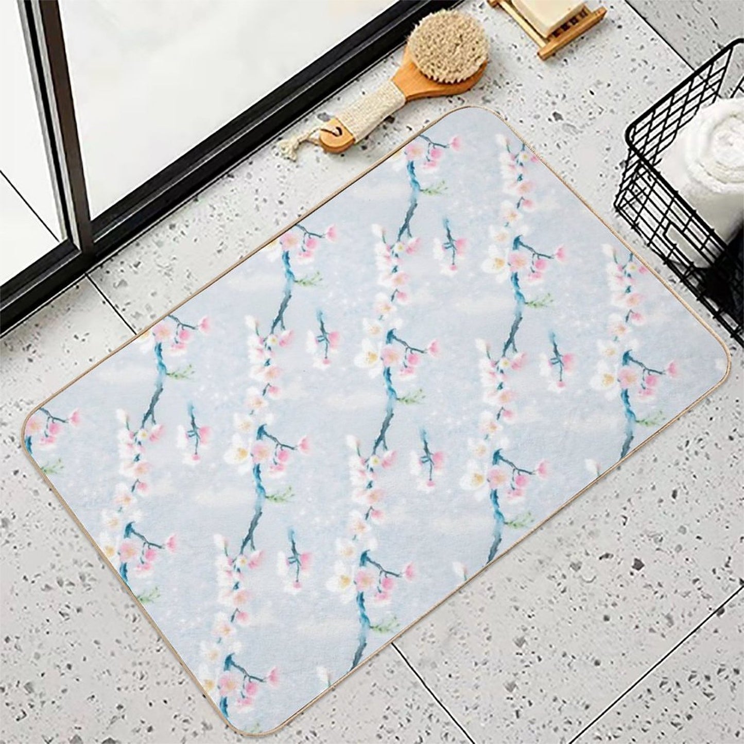 Sakura Blossom Pattern Floral Elegance Revealed Stain-Proof Bath Mat