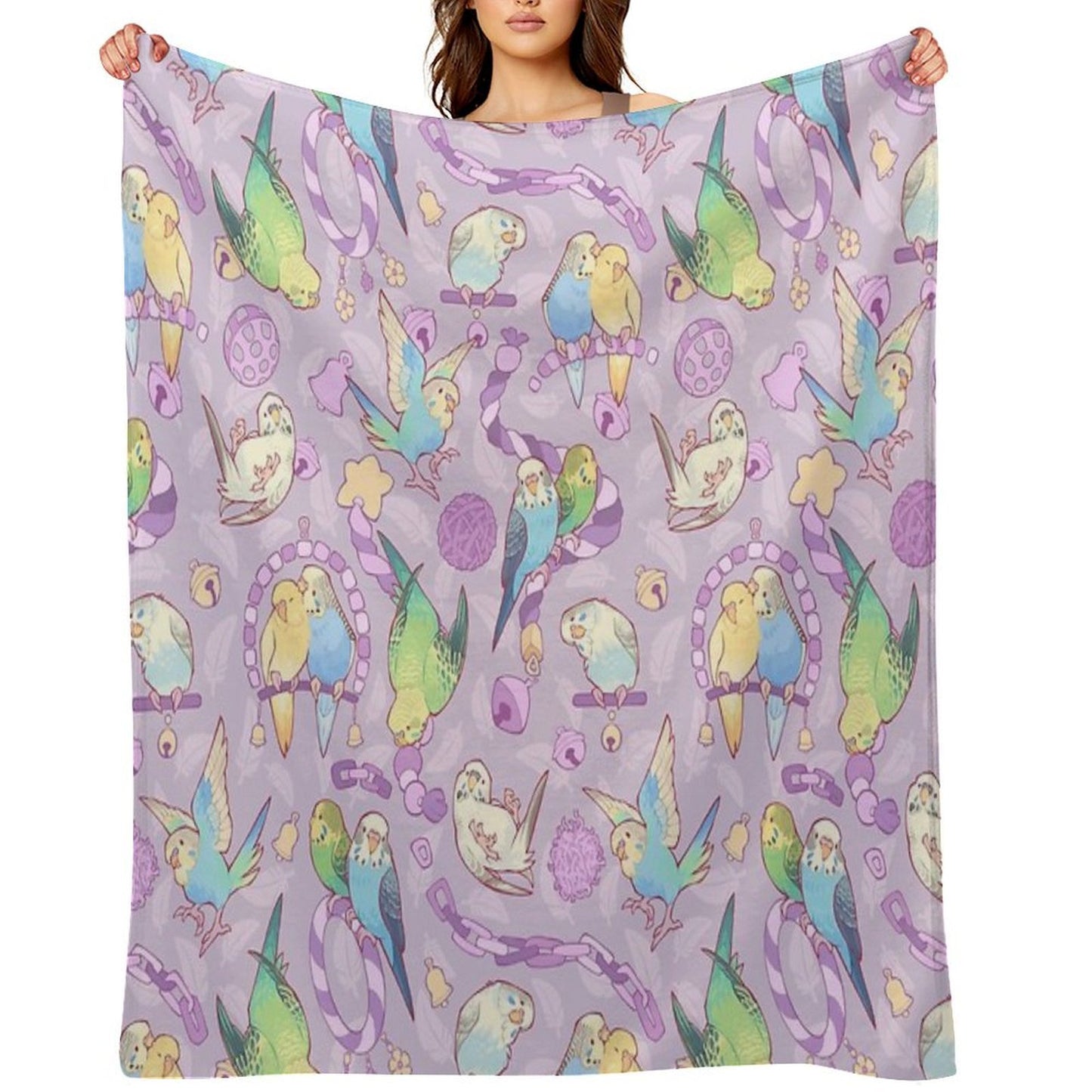 Budgie Bunch Grape Froyo Flavored Durable Throw Blanket