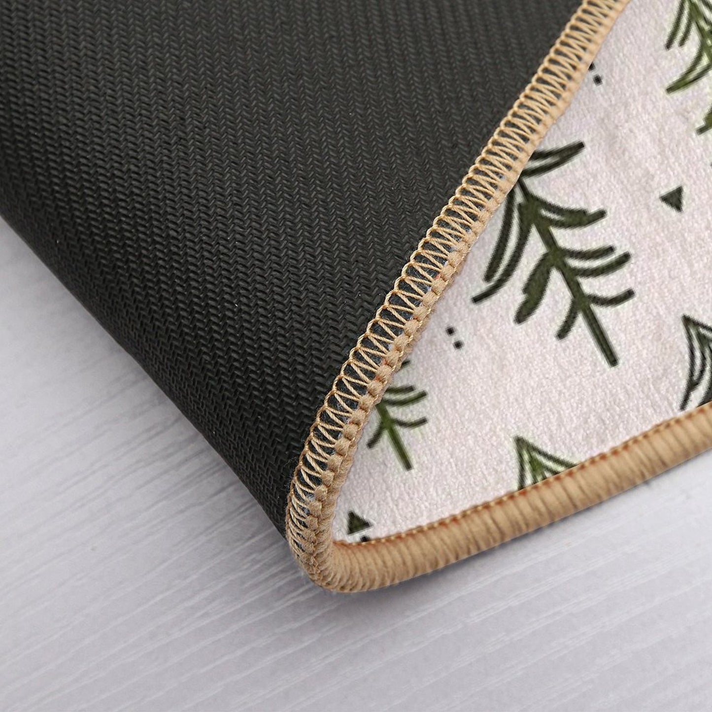 Doodled Fir Trees Pattern Durable Bath Mat
