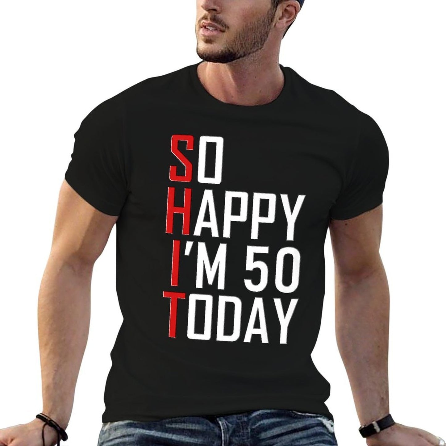 So Happy I'm 50 Funny 50th Birthday Gift Idea Hilarious 1969 Premium Fade-proof Color T-Shirt