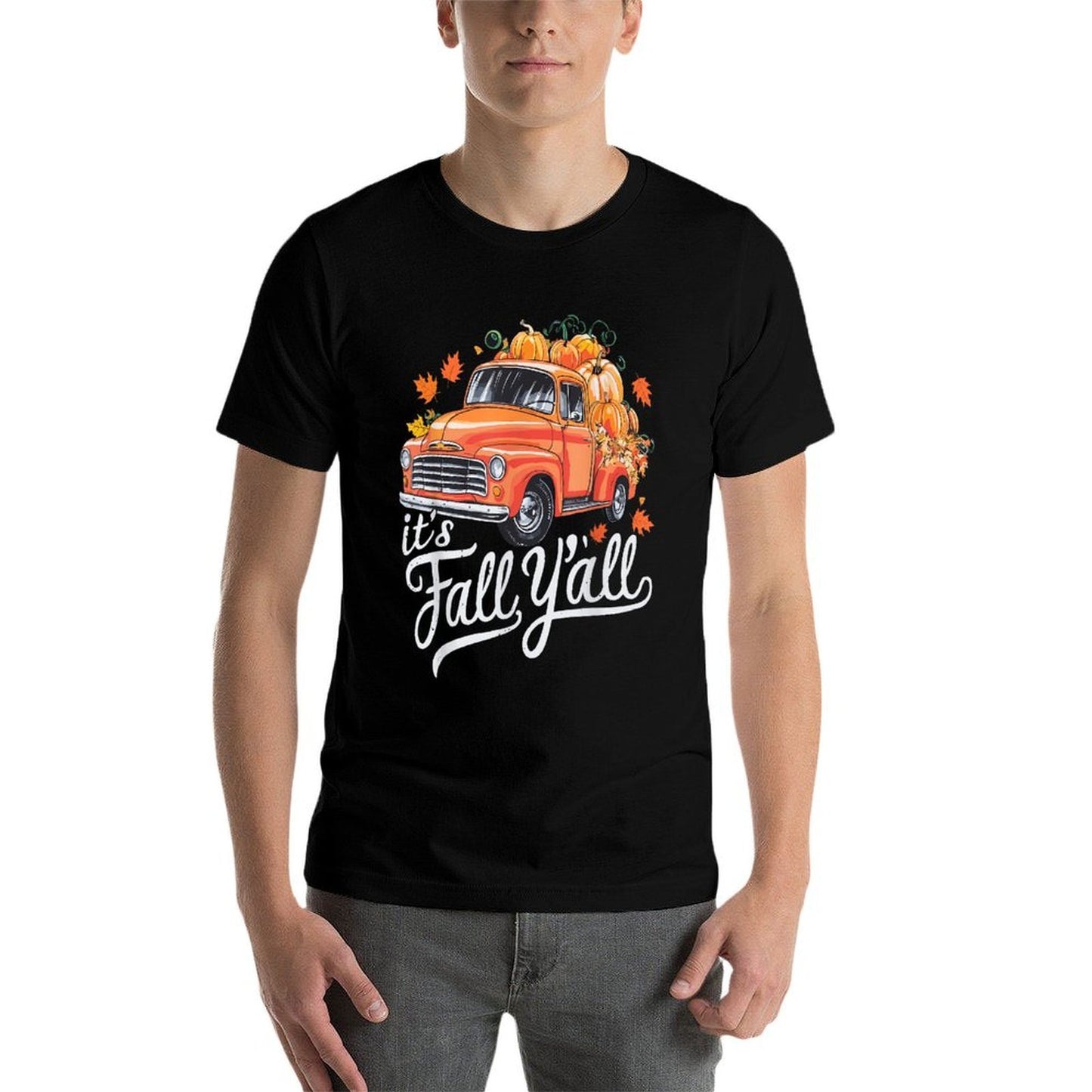 Its Fall Yall Pumpkin Truck Autumn Tree Hello Fall  High-quality Stitching T-Shirt