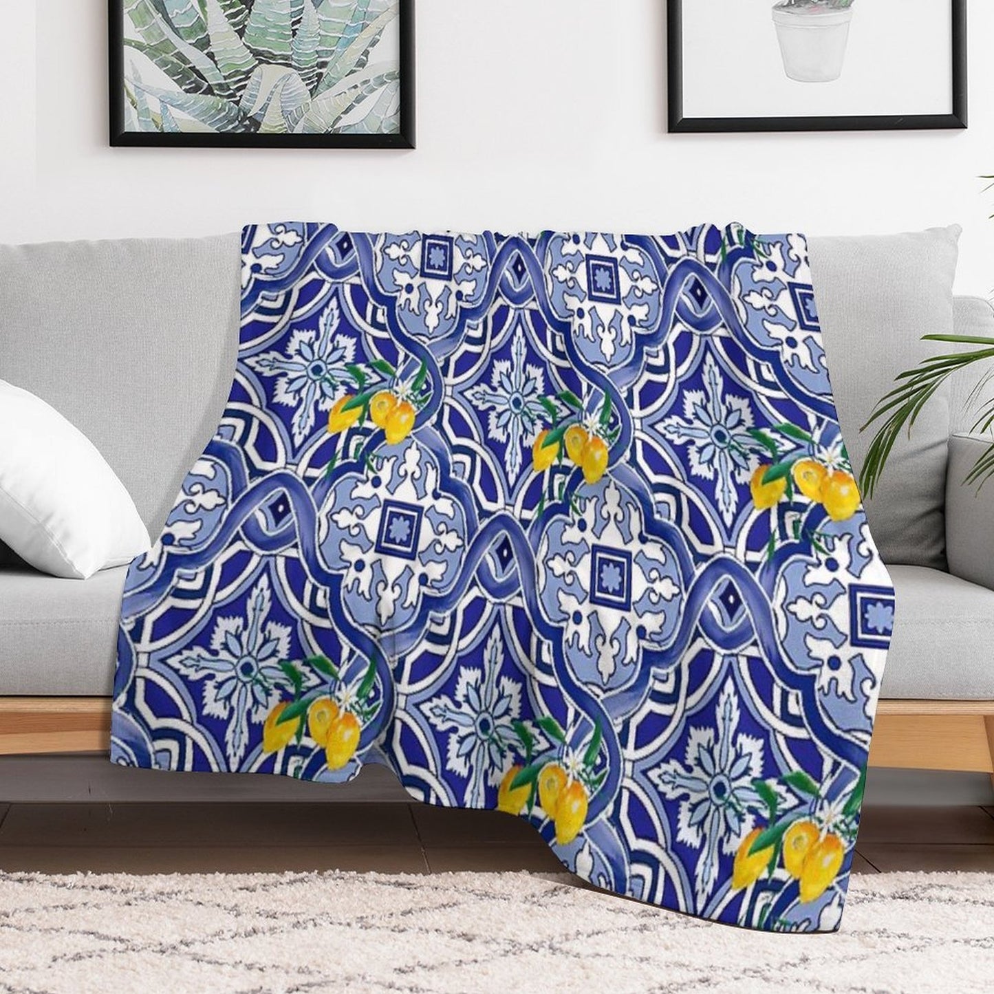 Sicilian Tiles,mediterranean,blue Tiles Compact Throw Blanket