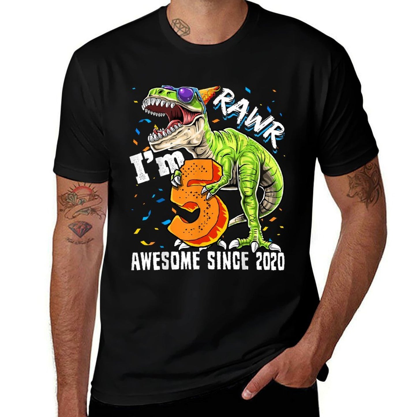 5th Birthday T Rex Dinosaur Party Boys Rawr I'm 5 Wrinkle-resistant T-Shirt