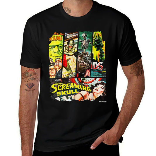 Vintage Style Sci Fi Horror Movie Poster Collage  Wrinkle-resistant T-Shirt
