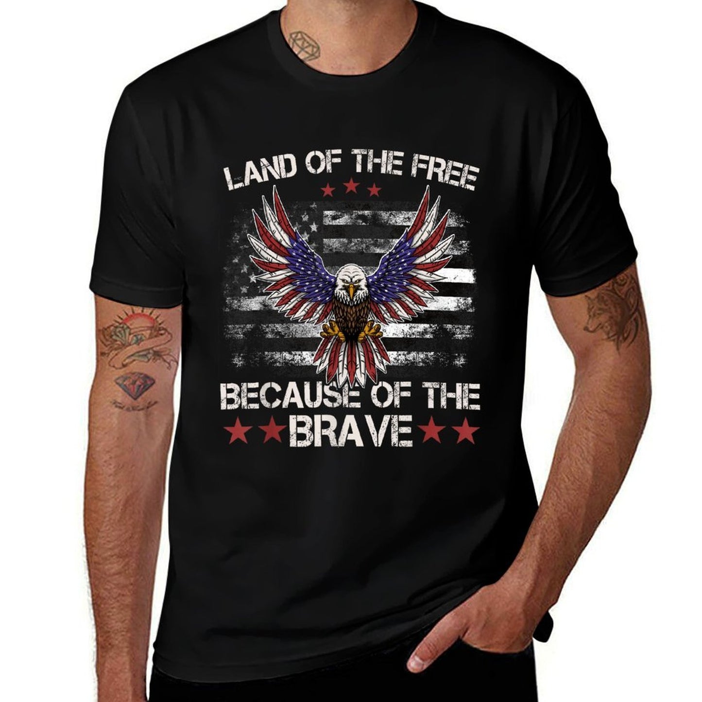 America Eagle Land of The Free Because of The Brave High-quality Stitching T-Shirt