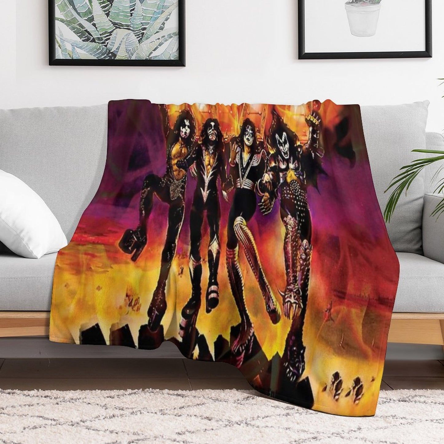 Kiss The Band T Shirt Durable Throw Blanket