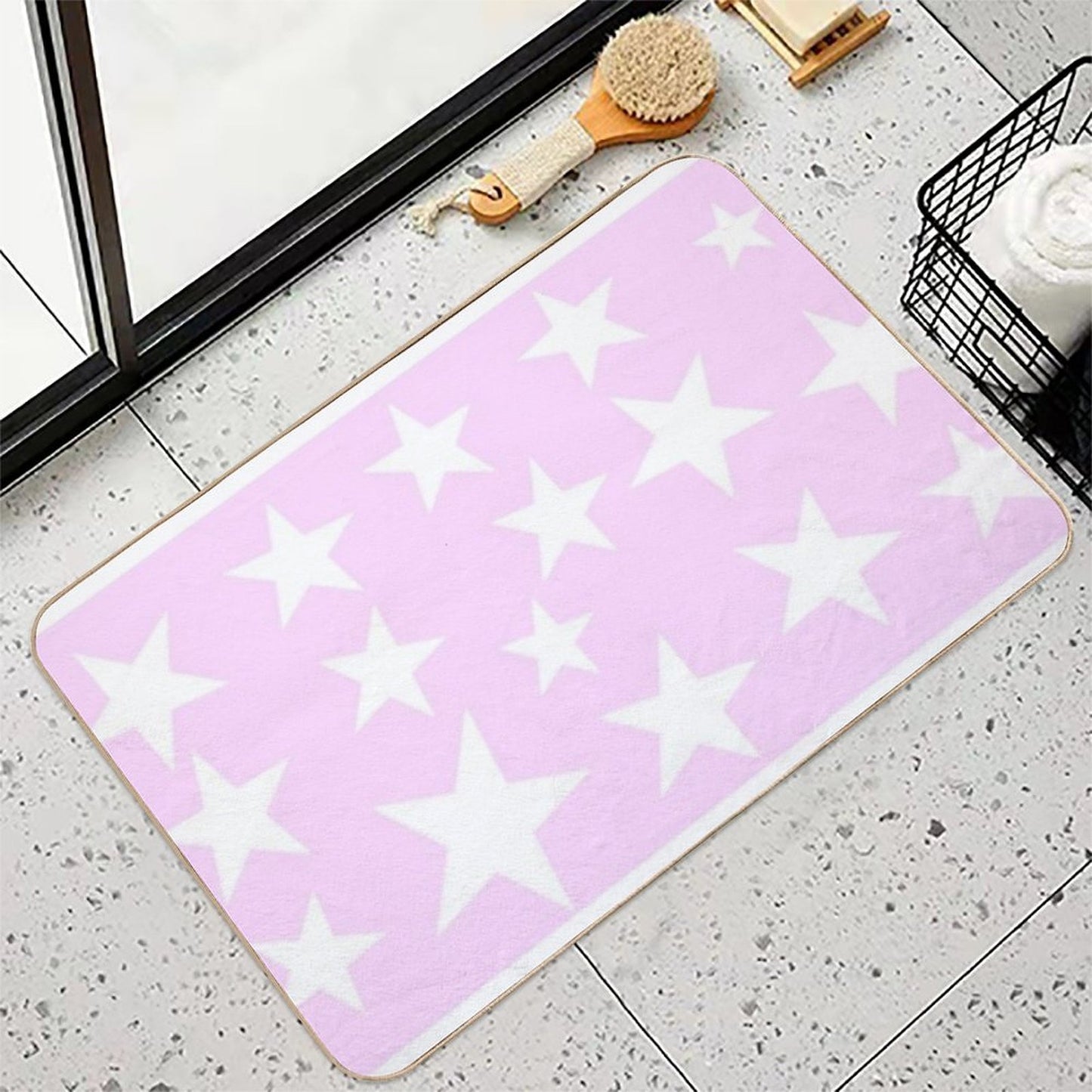 STAR PRINT PINK Non-Slip Bath Mat