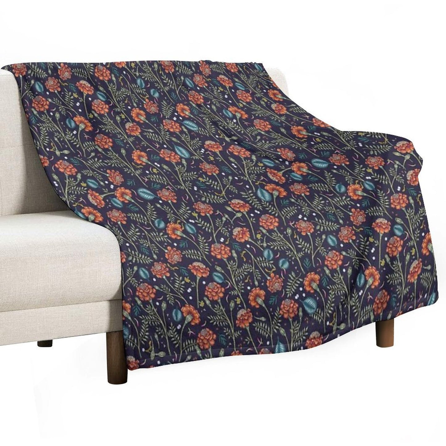 French Marigold Meadow Shrink-resistant Throw Blanket
