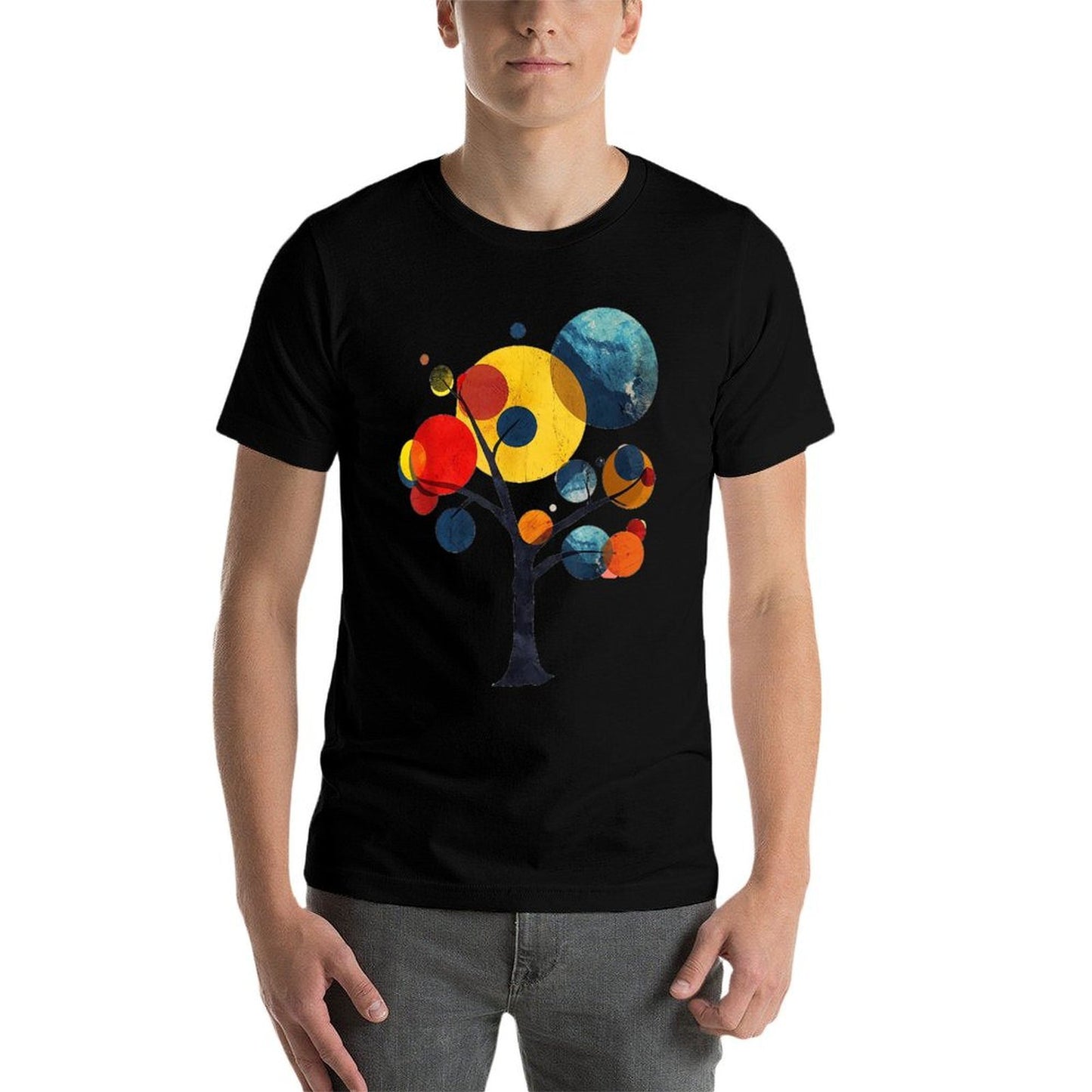 @rtY Geometric Tree Colorful Art Abstract Graphic Geometric, Small, White Durable T-Shirt
