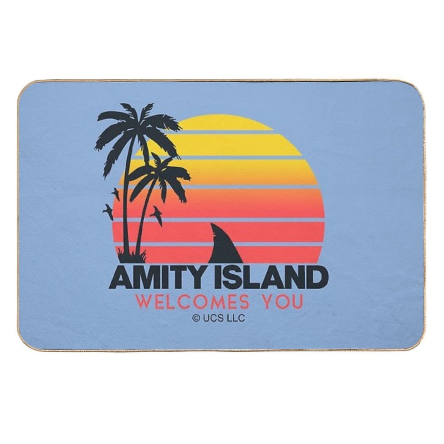 Jaws Movie Amity Island Welcomes You. Birthday Party Gifts. Officially Licensed Merch. Repositionable Bath Mat
