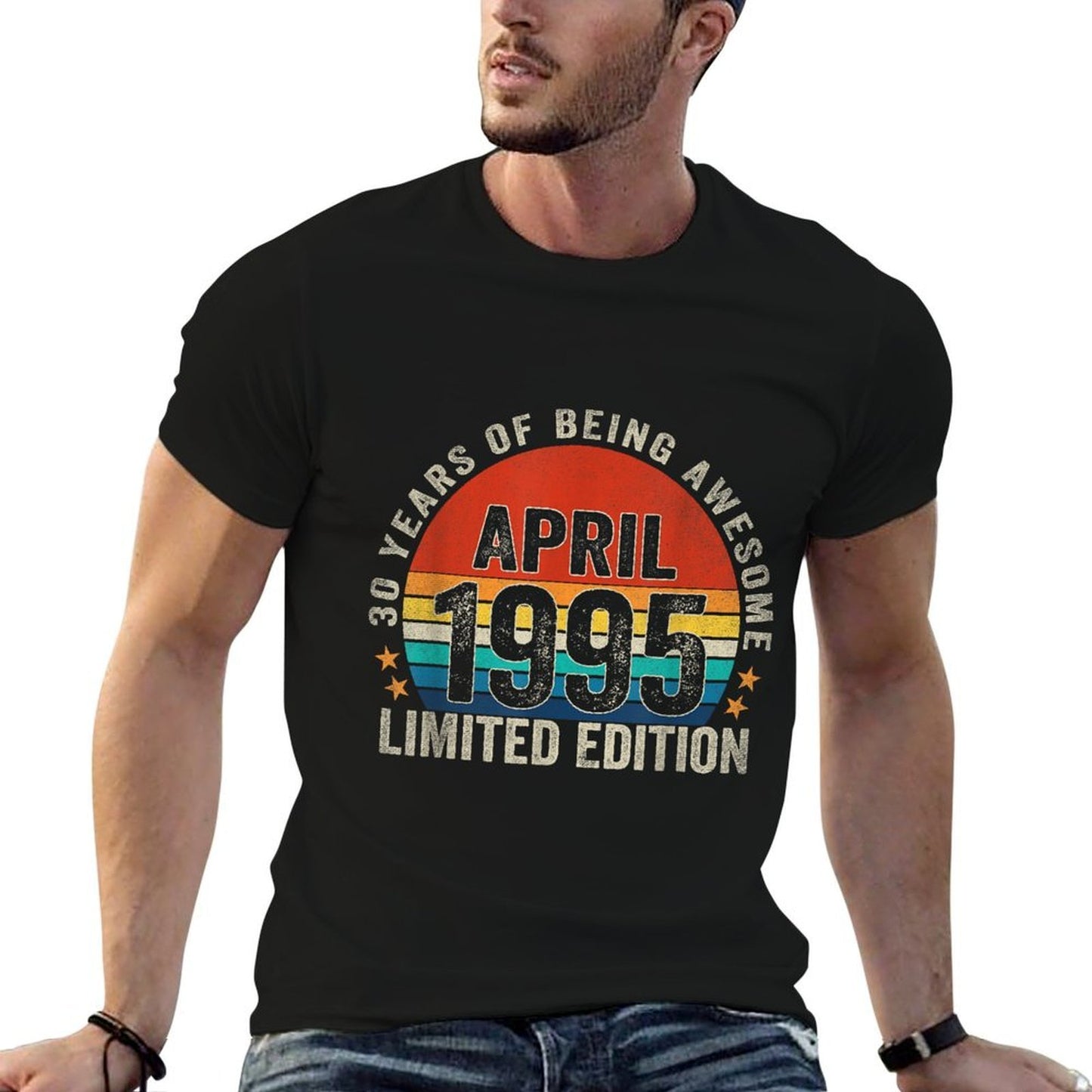30 Years Old Gifts Vintage April 1995 30th Birthday Retro High-quality Stitching T-Shirt