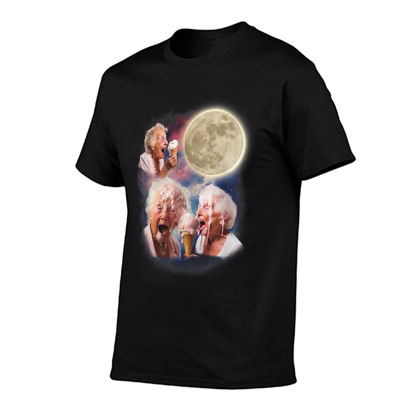 Three Granny Moon Funny Old Ladies Moon Weird Cursed Meme Moisture-wicking T-Shirt