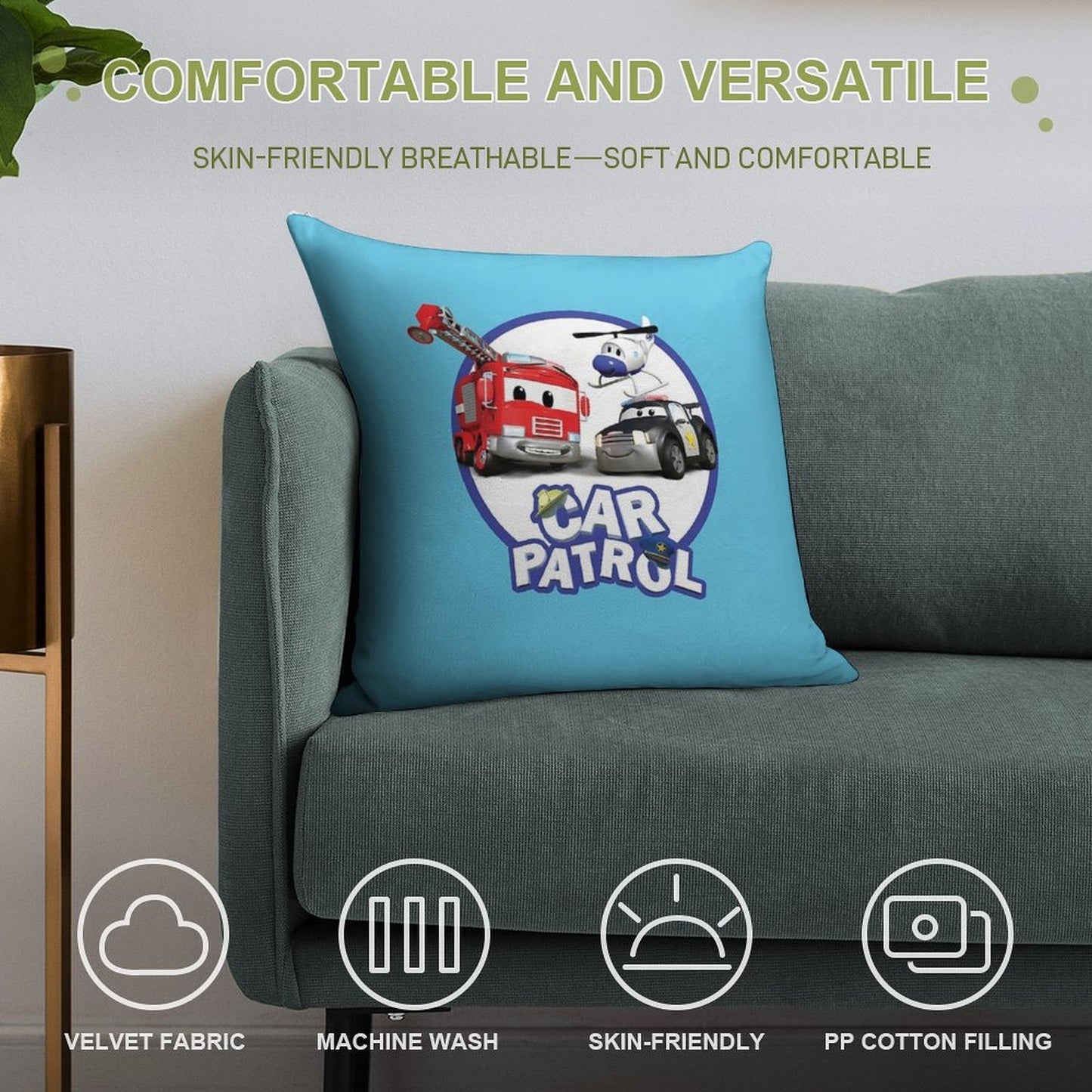 Car Patrol of Car City Soft Bedroom Essential Throw Pillow