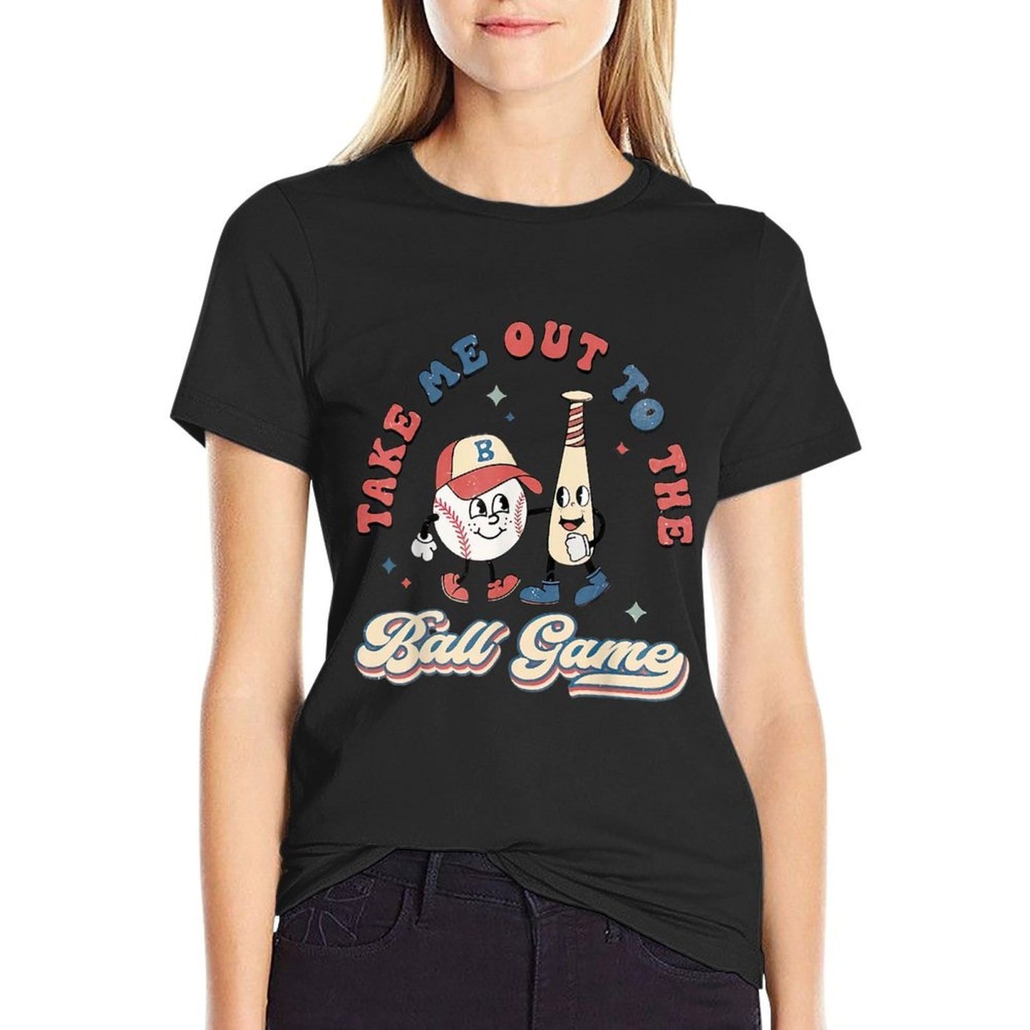 Take Me Out to The Ball Game Retro Baseball Slim-fit Cut T-Shirt