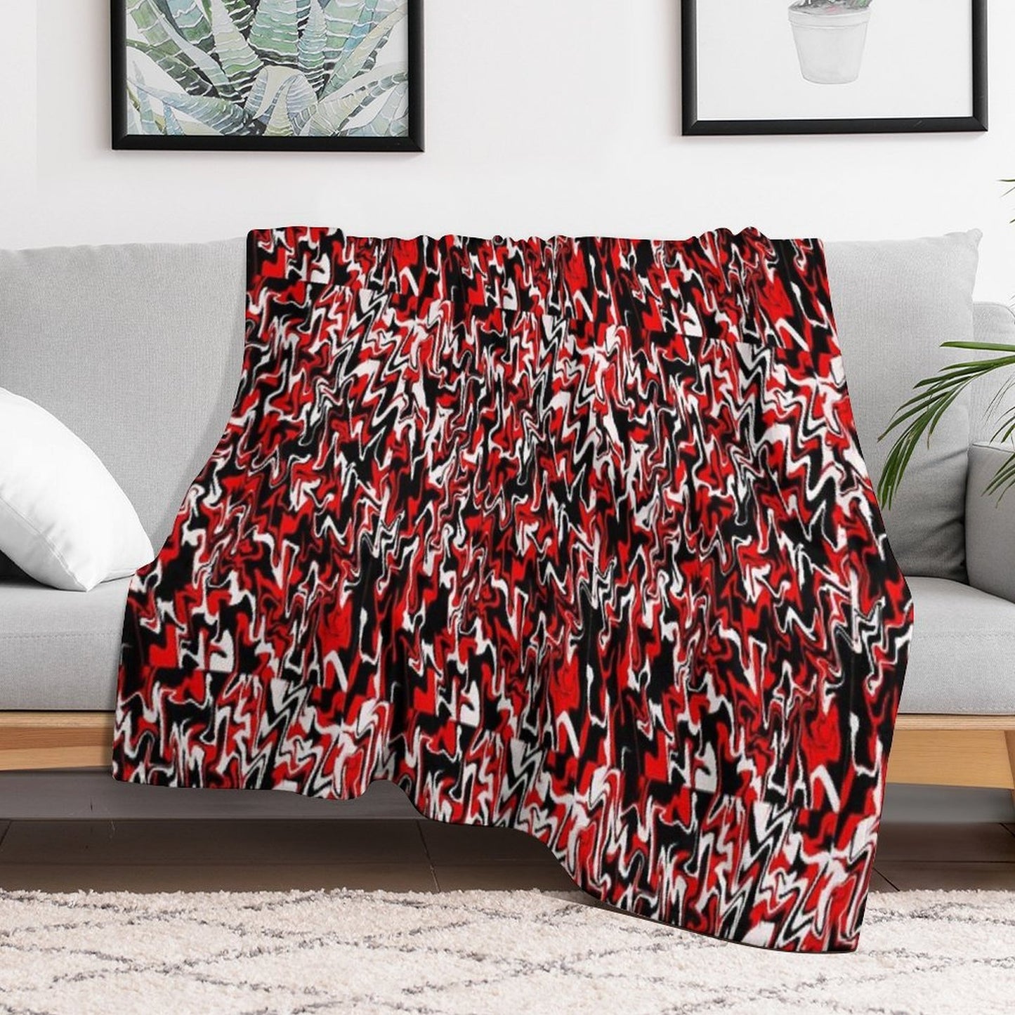 Red, Black, & White Love Durable Throw Blanket