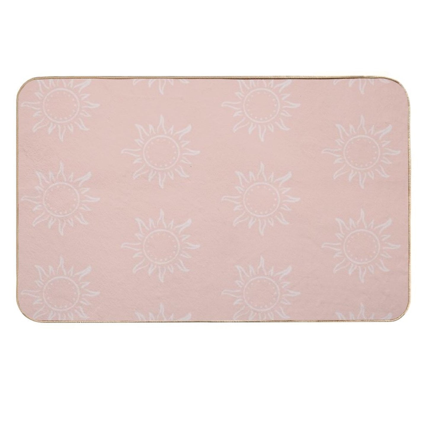 Cute Boho Sun Pattern Bohemian Aesthetic In Muted Colors Coral Pink Anti-Trip Bath Mat