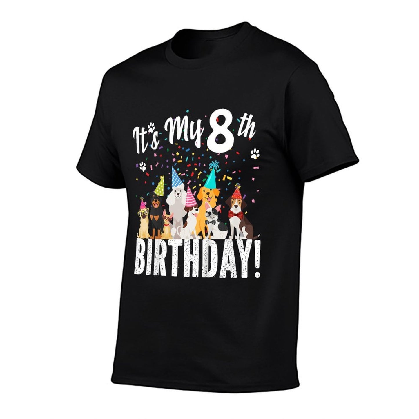 Its My 8th Birthday Shirt Toddler Girl with Dogs (eight) Ribbed Collar T-Shirt