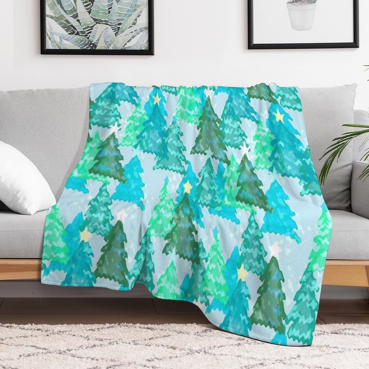 Wintergreen Christmas Trees Machine-washable Throw Blanket