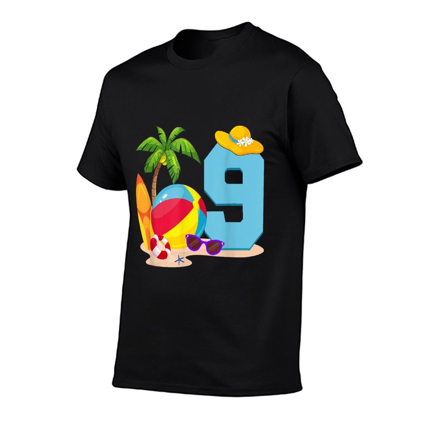 9 Year Old Beach Ball Pool Party Birthday Summer Vacation Graphic-printed T-Shirt