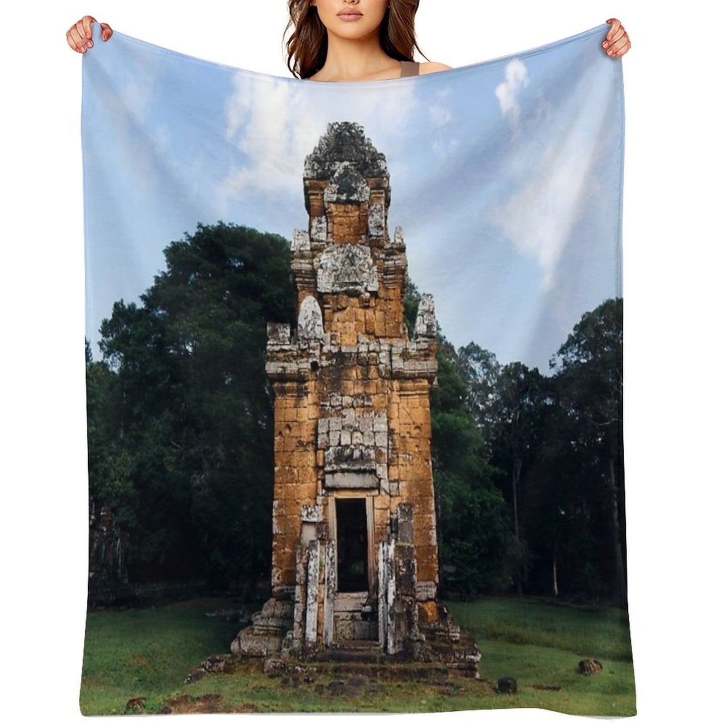 Cambodia Ankor Wat Temple, Single Suor Prat Tower Versatility Throw Blanket