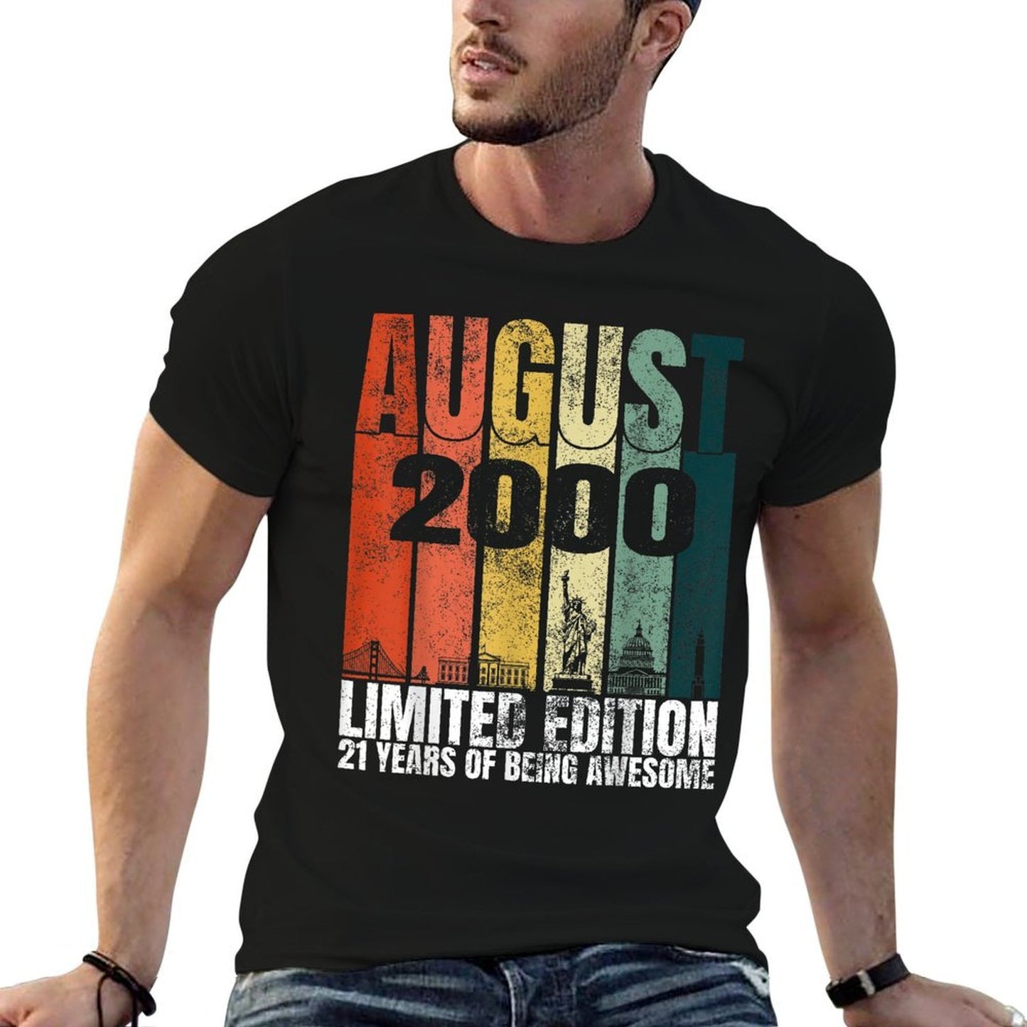 Vintage August 2000 Bday Graphic 21 Years Old 21st Birthday Affordable Price T-Shirt