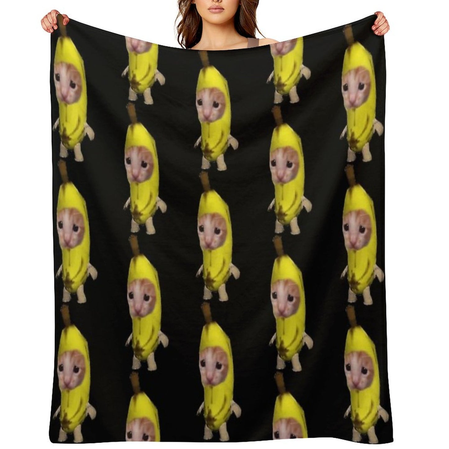Banana Cat Eco-conscious Throw Blanket