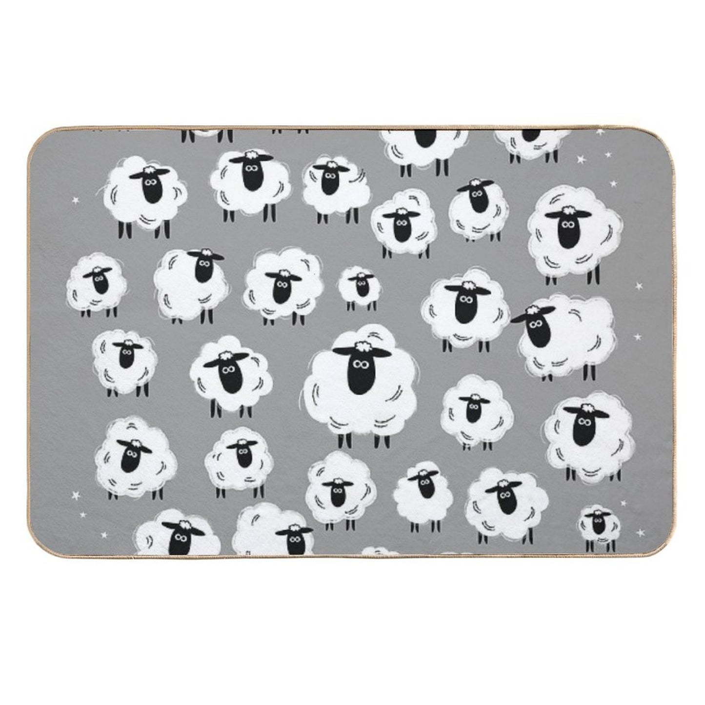 Sheep Well #18 (Gray) - Flock of Sheep - Counting Sheep Non-Slip Bath Mat