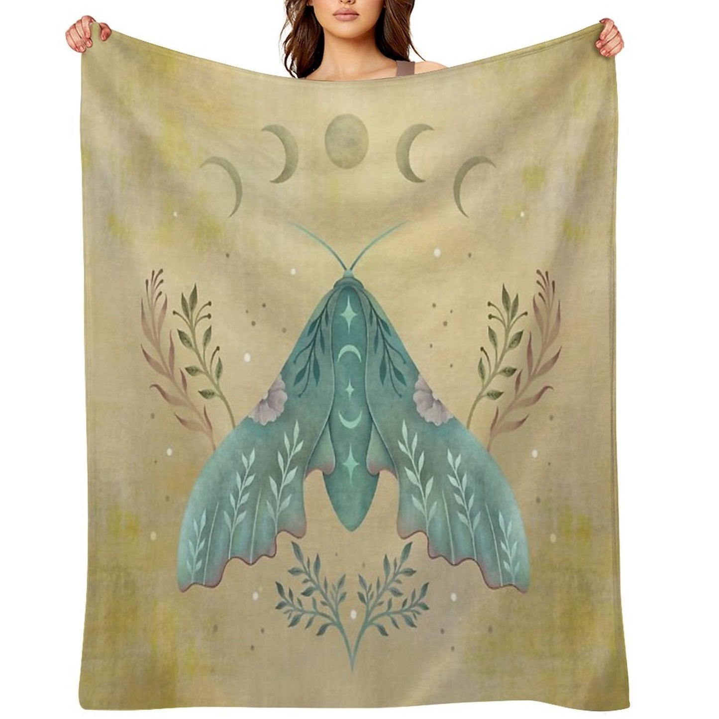 Luna And Moth - Oriental Vintage Anti-pilling Throw Blanket