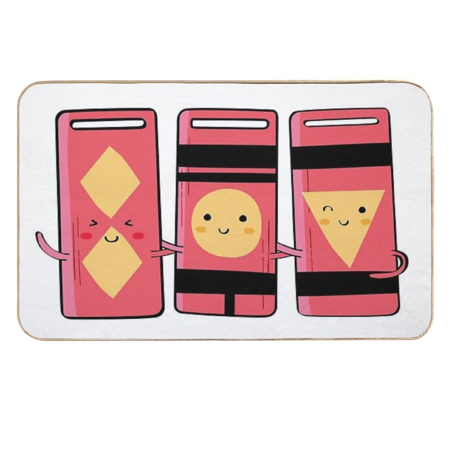 Cute Three Bath Token Illustration Dirt-Trapping Bath Mat