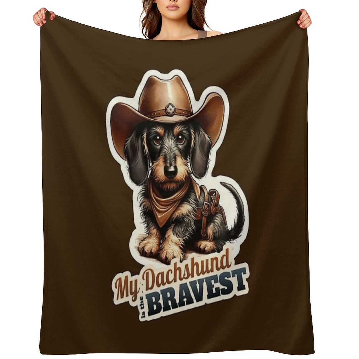 Wire-haired Dachshund Cowboy Puppy Wrinkle-free Throw Blanket