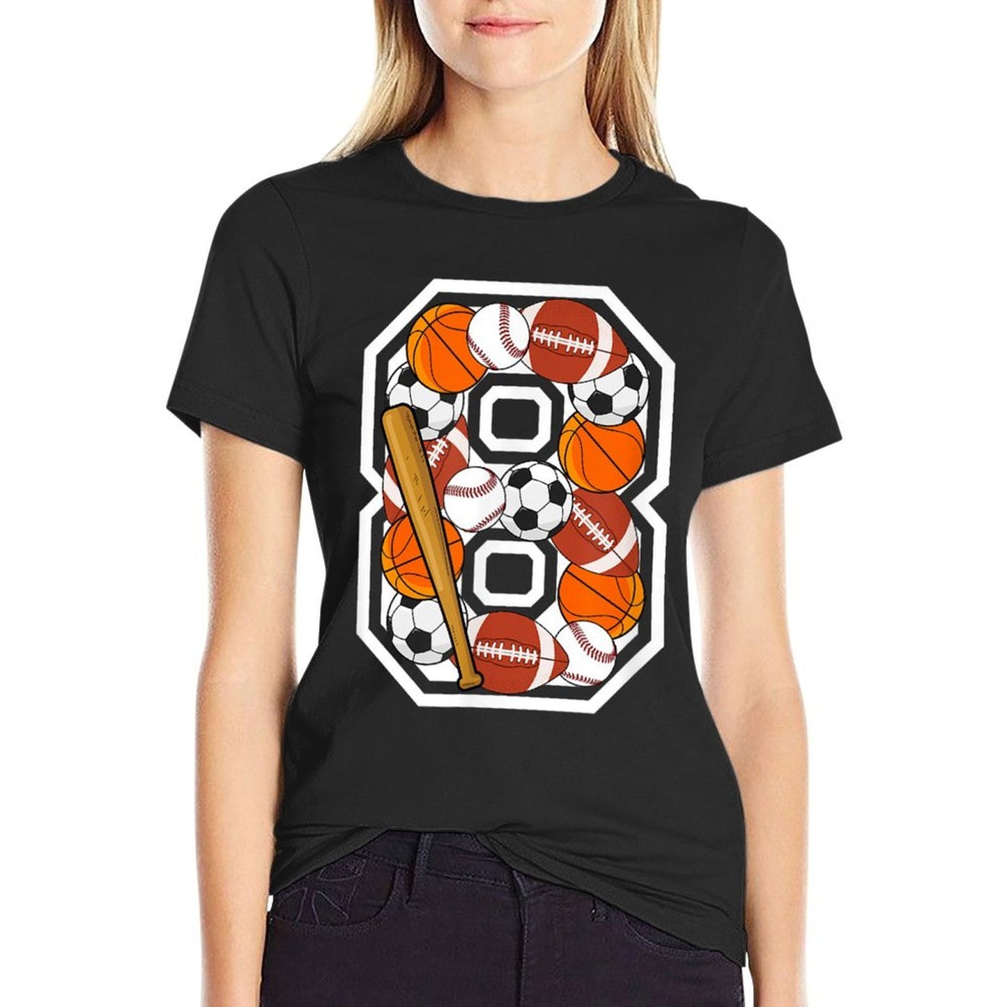 8th Birthday Sports Birthday Party 8 Year Old Boy Slim-fit Cut T-Shirt