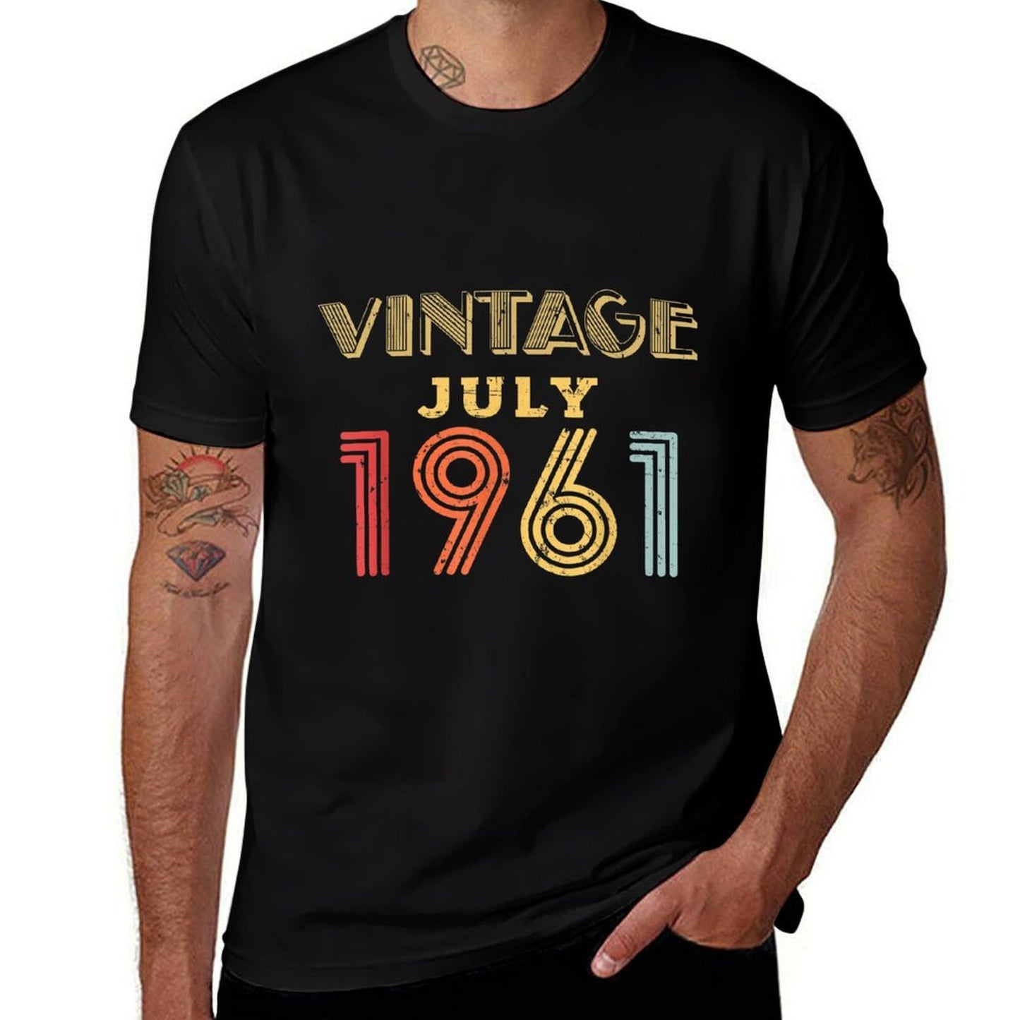 Vintage July 1961 Retro 60 Years Old 60th Birthday Gift High-quality Stitching T-Shirt