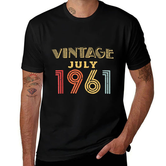 Vintage July 1961 Retro 60 Years Old 60th Birthday Gift  High-quality Stitching T-Shirt