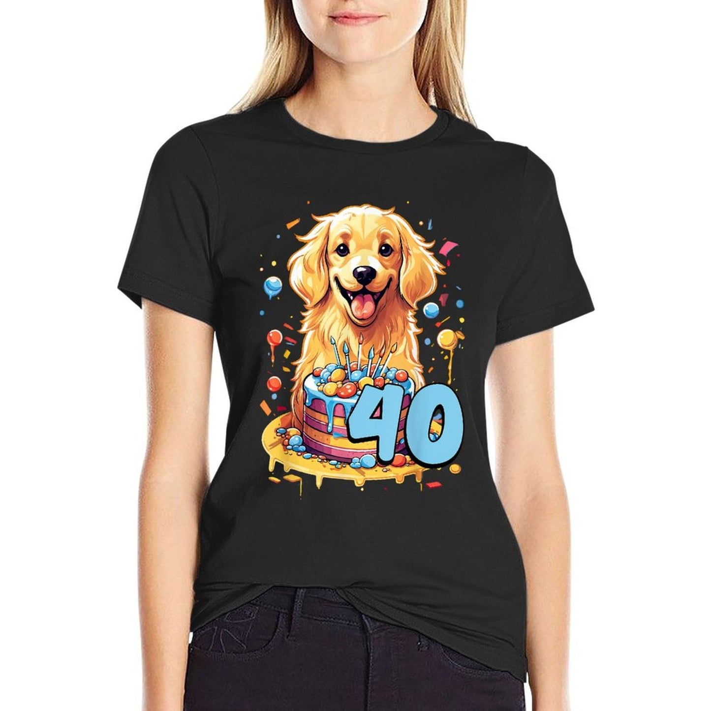 Golden Retriever Dog 40th Birthday Themed Party 40 Relaxed-fit T-Shirt