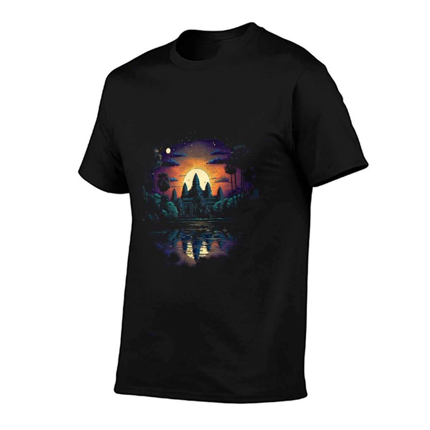 Visionary Angkor Wat in Abstract Khmer Style Graphic-printed T-Shirt