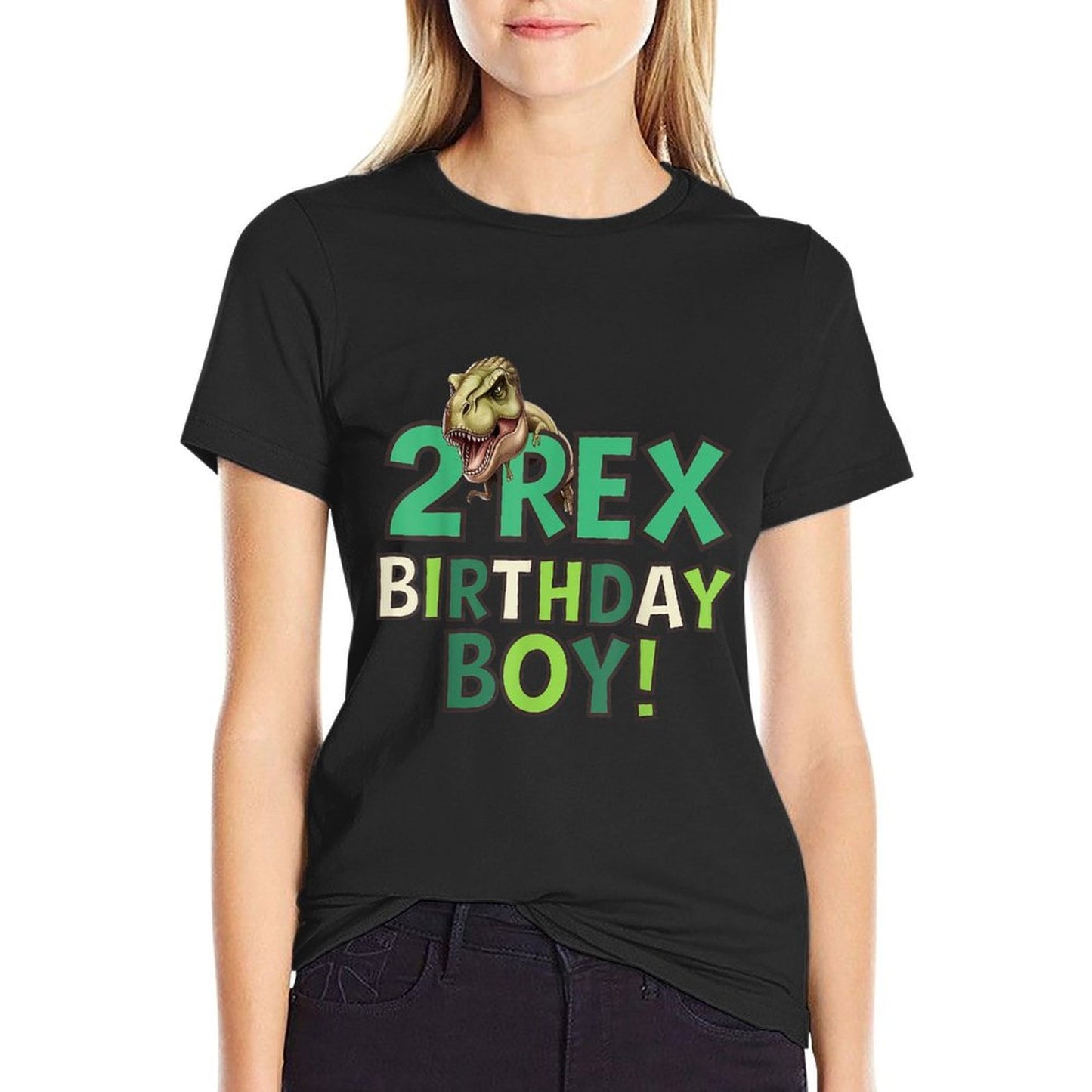 Two Rex 2nd Birthday Second Dinosaur 2 Year Old Kids Wrinkle-resistant T-Shirt