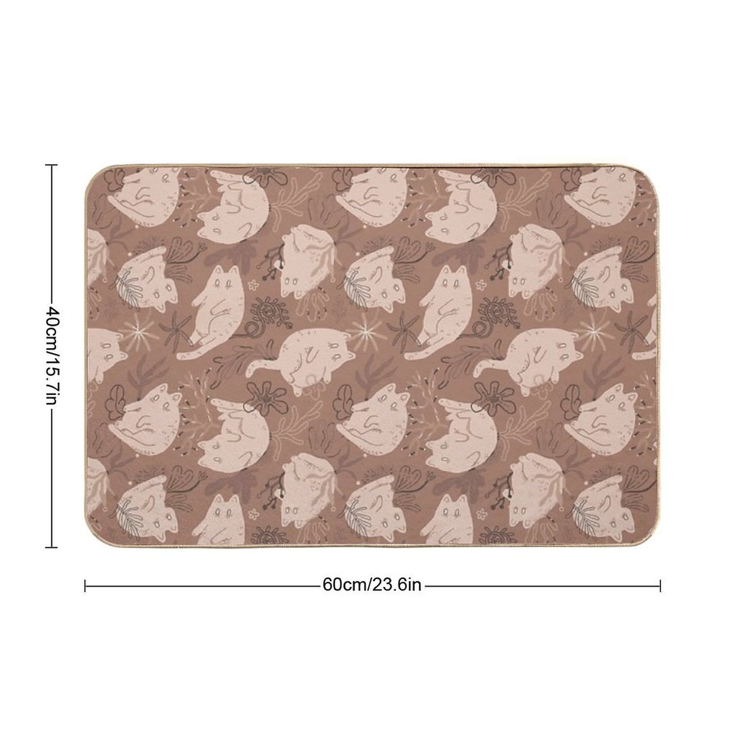 Mocha Mousse 2025 Color of The Year Whiskers Non-Slip Bath Mat