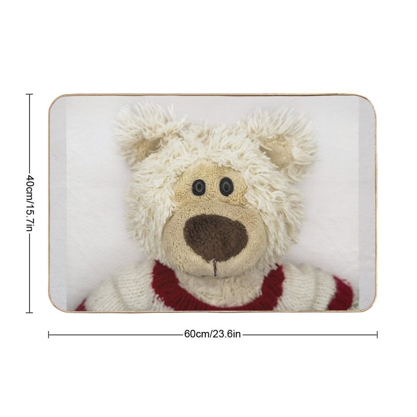 Cute Plush Bear in Cozy Sweater Anti-Trip Bath Mat