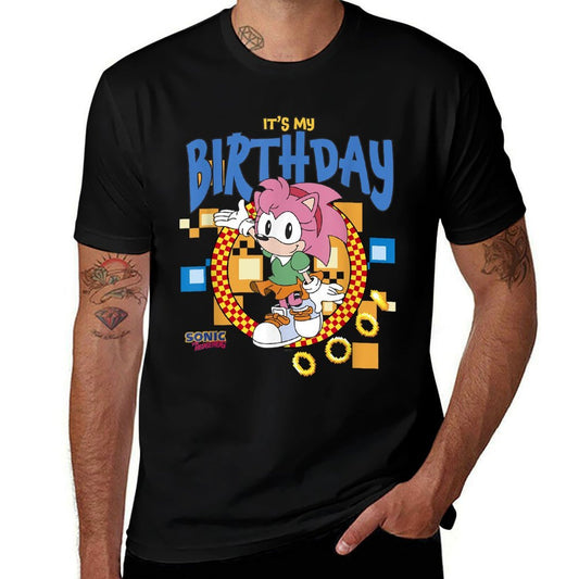 Sonic The Hedgehog Birthday It's My B-Day Amy Rose  Cotton T-Shirt