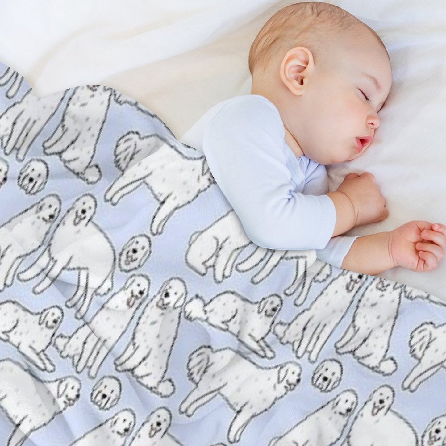 Great Pyrenees Cute Illustration Pattern Quick-dry Throw Blanket