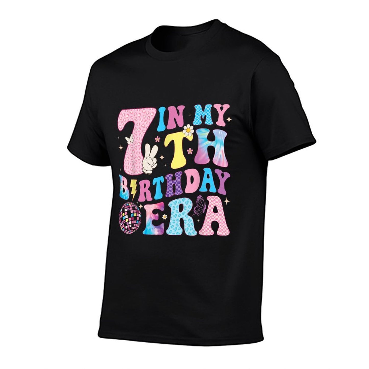 In My 7th Birthday Era Groovy Seven 7 Year Old Bday Girls Soft T-Shirt
