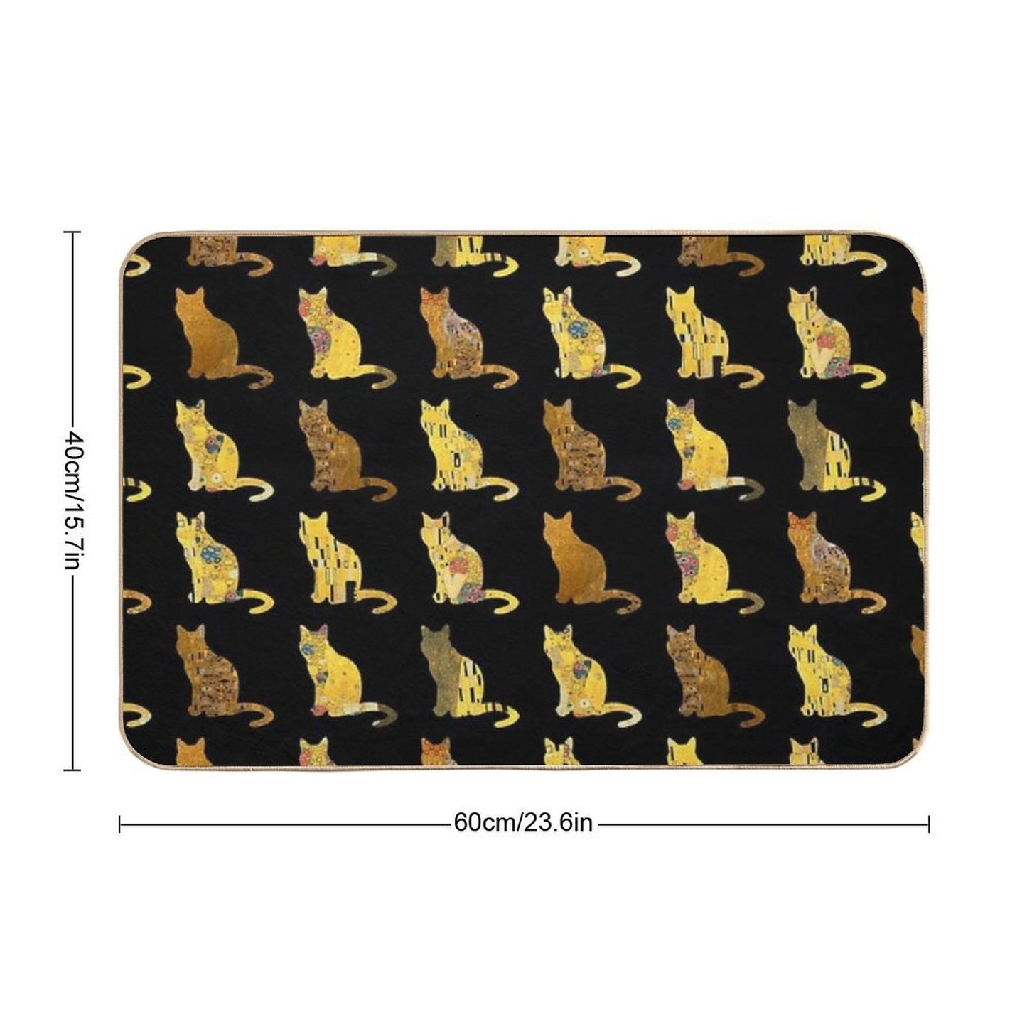 Klimt Cats in Gold And Black Dirt-Trapping Bath Mat