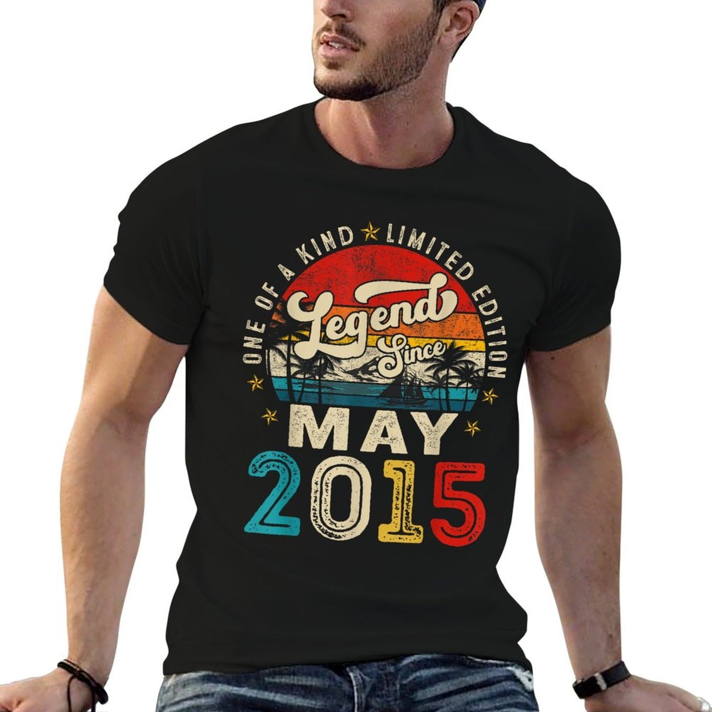 Legend Since May 10 Years Old 2015 Retro 10th Birthday Boys Polyester Blend T-Shirt
