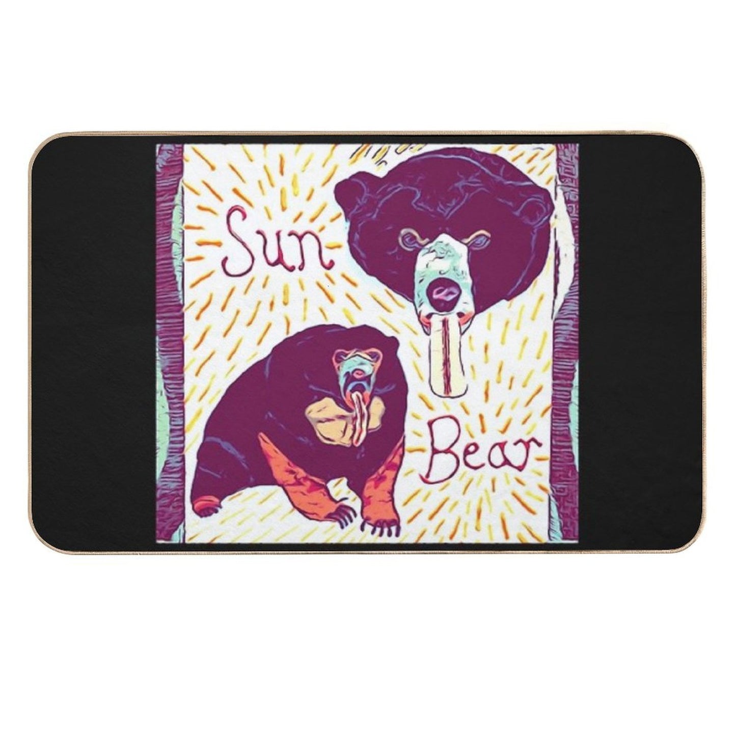 Black And Tan Sun Bear Felt Work Toxin-Free Bath Mat