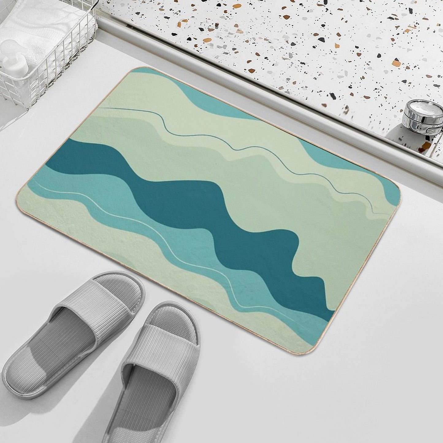 Pattern Design Decor Ideas Inspiration Waves Minimalist Aesthetic Stain-Proof Bath Mat